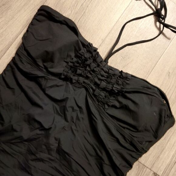 Vintage Halter Style Swimsuit Dress Black Size L - Picture 2 of 10